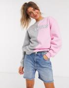 Daisy Street Oversized Sweatshirt With Los Angeles Print In Color Block - Part Of A Set-grey