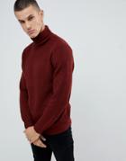 Burton Menswear Sweater With Roll Neck In Rust - Red