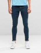 Asos Extreme Super Skinny Jeans In Blue Dark Wash - Blue