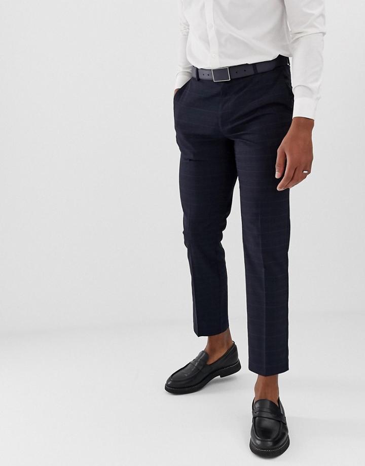 Burton Menswear Smart Pants In Navy Check