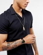 Asos Watch And Necklace Set With Feather Design - Gold