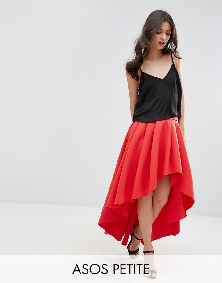 Asos Petite Premium Scuba High Low Prom Skirt - Multi