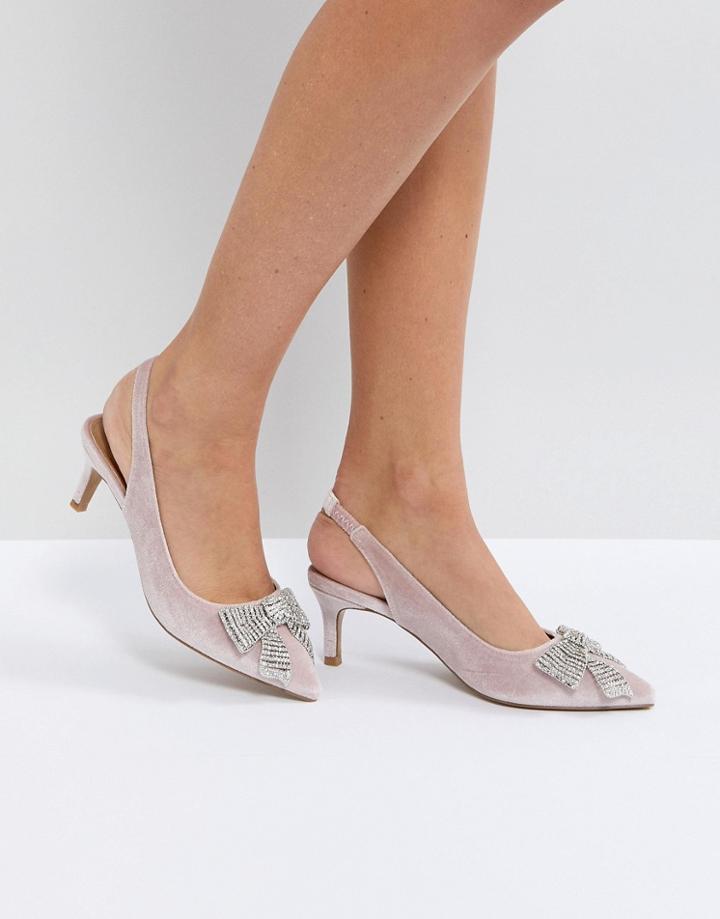 Asos Susanna Embellished Slingback Kitten Heels - Pink