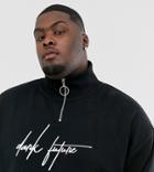 Asos Design Plus Oversized Funnel Neck Sweatshirt With Chest Print With Dark Future Logo - Black