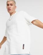 Bershka Loose Fit T-shirt With Raw Edge In White