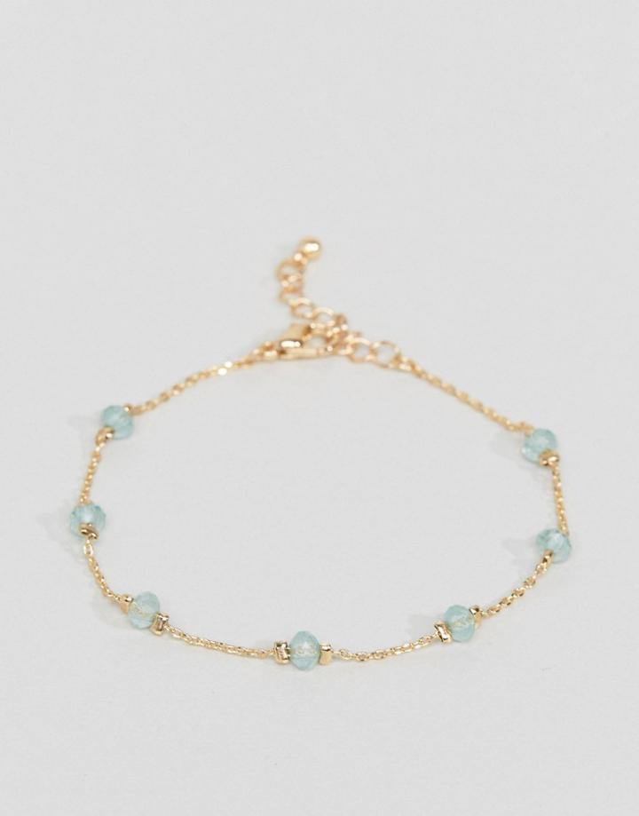 Asos Fine Stone Station Chain Bracelet - Copper