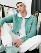 Asos Design Overshirt Cord Shirt In Teal-green