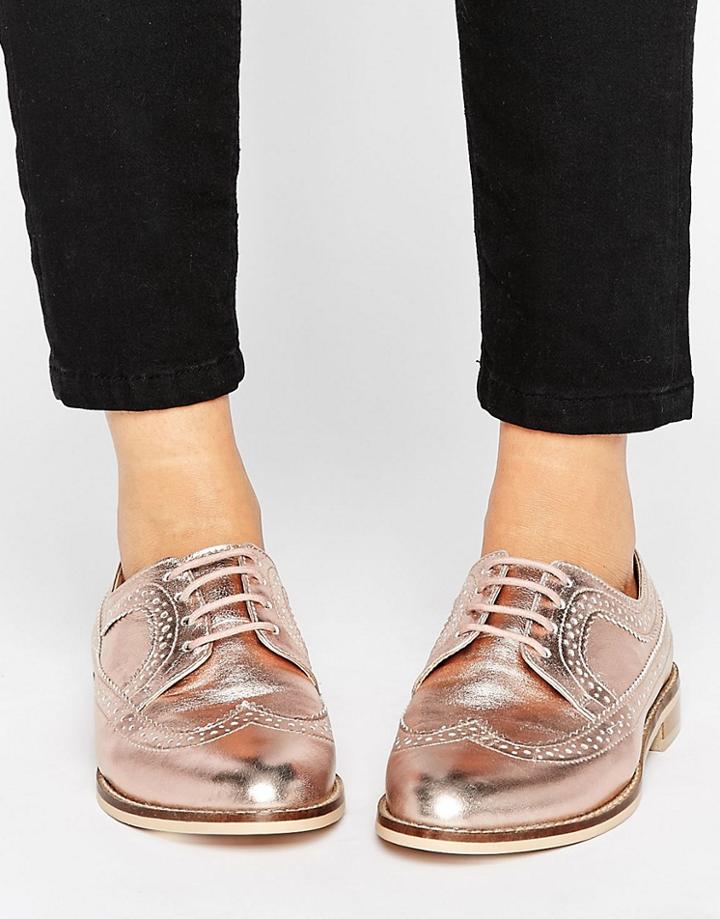 Asos Mai Leather Brogues - Gold