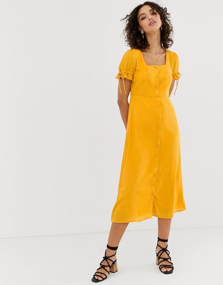 Vero Moda Square Neck Maxi Tea Dress - Gold
