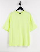 Asos Design Organic Oversized T-shirt In Lime-brown