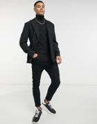 Selected Homme Tailored Studio Double Breasted Blazer In Black