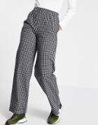 Asos Design Pull On Pant In Navy Check-multi