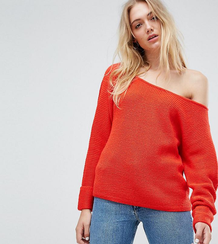 Noisy May Tall Slouchy Knitted Sweater - Red