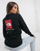 The North Face Red Box Long Sleeve T-shirt In Black-white