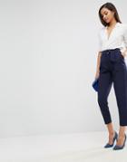 Asos Tailored Peg Pant With D Ring Detail - Navy