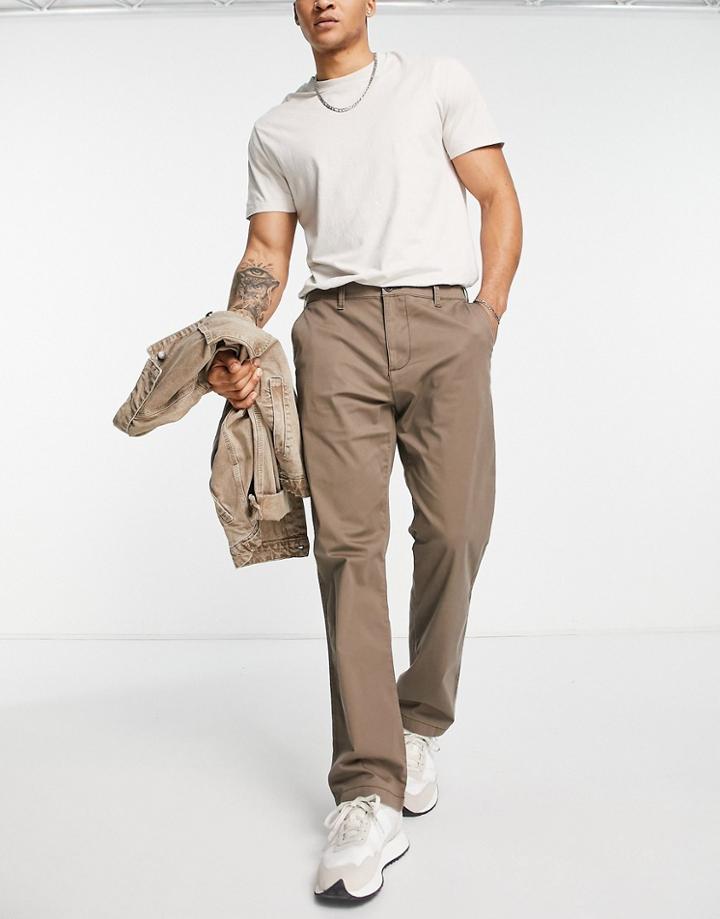 Hollister Slim Straight Chinos In Brown