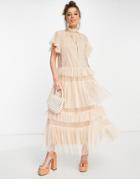 Forever U Tiered Midaxi Dress In Blush-pink