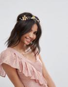 Asos Occasion Gold Leaf And Crystal Bead Hair Crown - Gold
