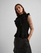 Y.a.s Ruffle Detail Knit Sweater Tank Top In Black