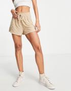 Asos Design Sweat Short In Towelling Checkerboard In Neutral