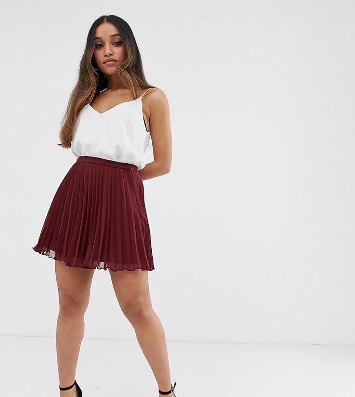 Asos Design Petite Pleated Mini Skirt-purple
