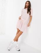 Jdy Paris Plisse Midi Dress With Frill Hem In Rose-pink