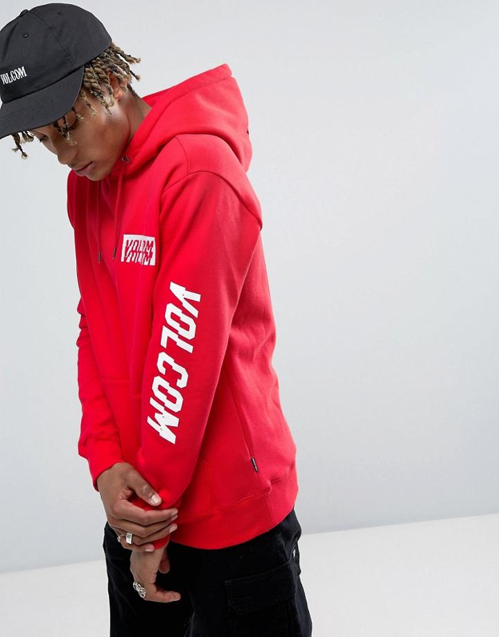 Volcom Hoodie With Sleeve Print - Red