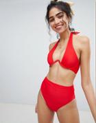 New Look Basic High Waisted Bikini Bottoms - Red