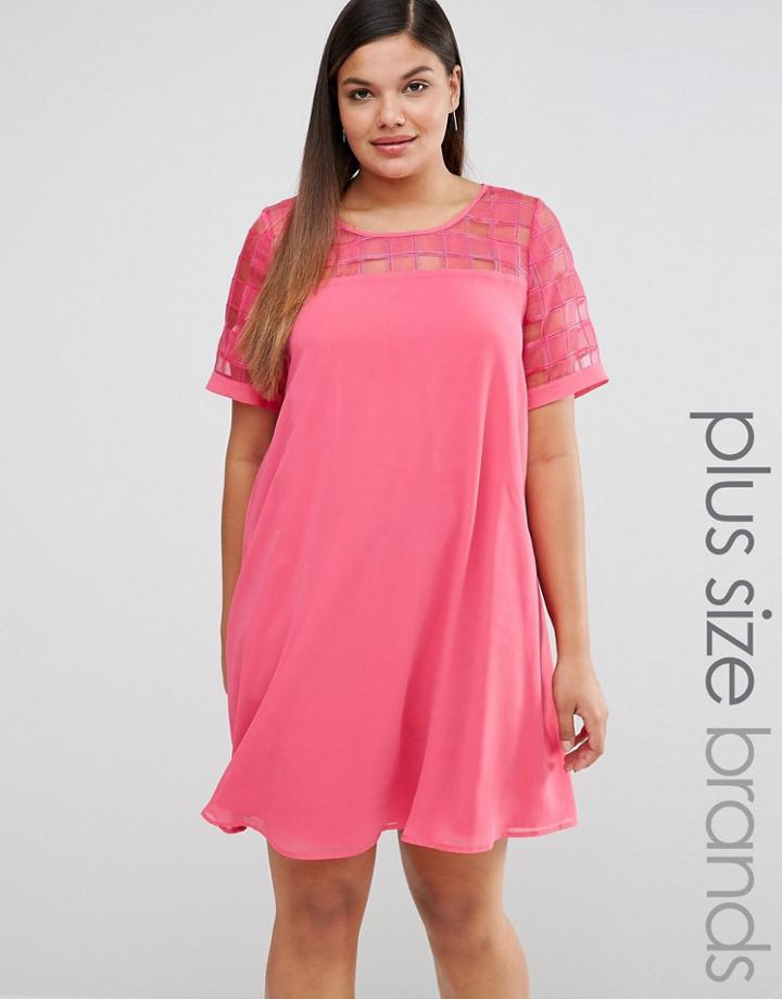 Lovedrobe Mesh Insert Shift Dress - Pink