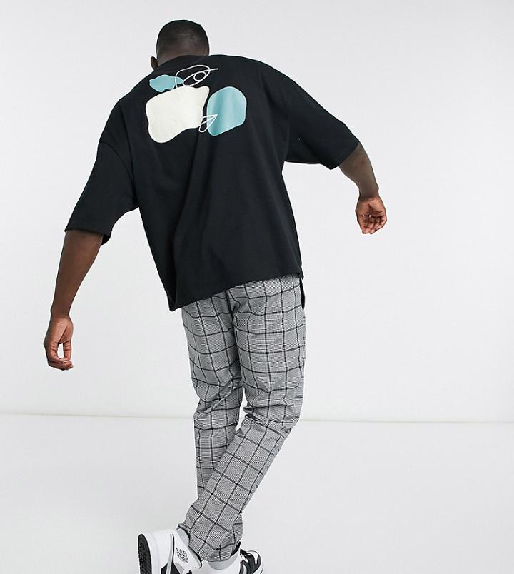Asos Design Oversized Organic T-shirt In Black With Line Drawing Back Print