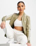 Adidas Originals Adicolor Three Stripe Track Top In Khaki-green