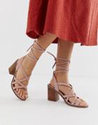 Asos Design Trivia Suede Tie Leg Heeled Sandal - Purple