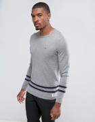 Tom Tailor Knitted Sweater With Hem Stripes - Gray