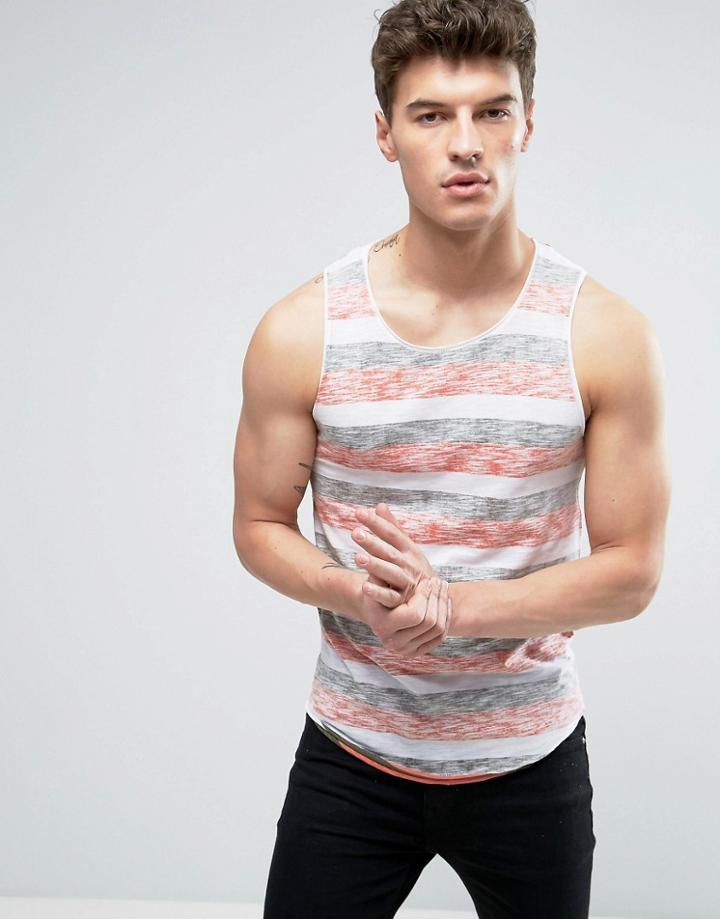 Solid Tank In Stripe - White