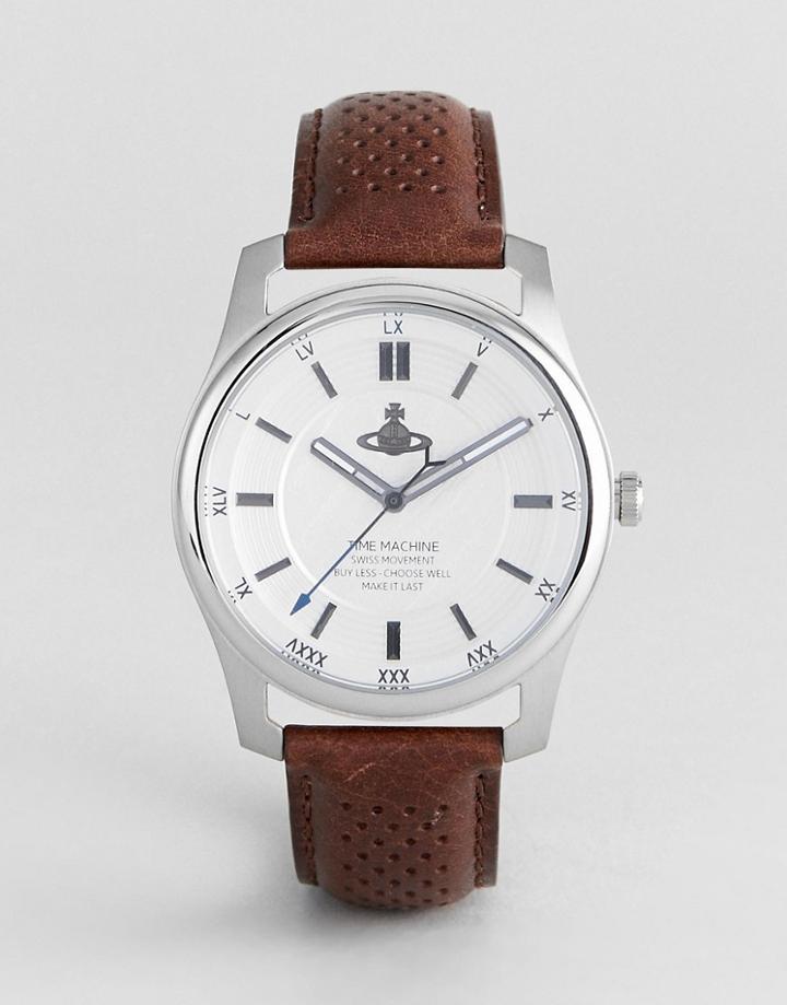 Vivienne Westwood Vv185slbr Holborn Ii Leather Watch In Brown - Brown