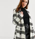 Asos Design Tall Double Breasted Check Coat - Multi