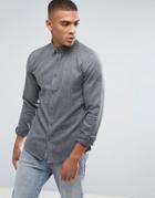 Solid Chambray Shirt With Button Down Collar In Regular Fit - Gray