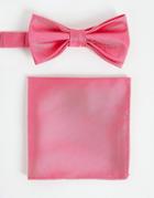 Devils Advocate Satin Pocket Square And Bow Tie In Raspberry-pink
