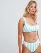 Figleaves Fuller Bust Stripe Uw Crop Bikini Top - Blue