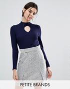 New Look Petite Ribbed High Neck Sweater - Navy