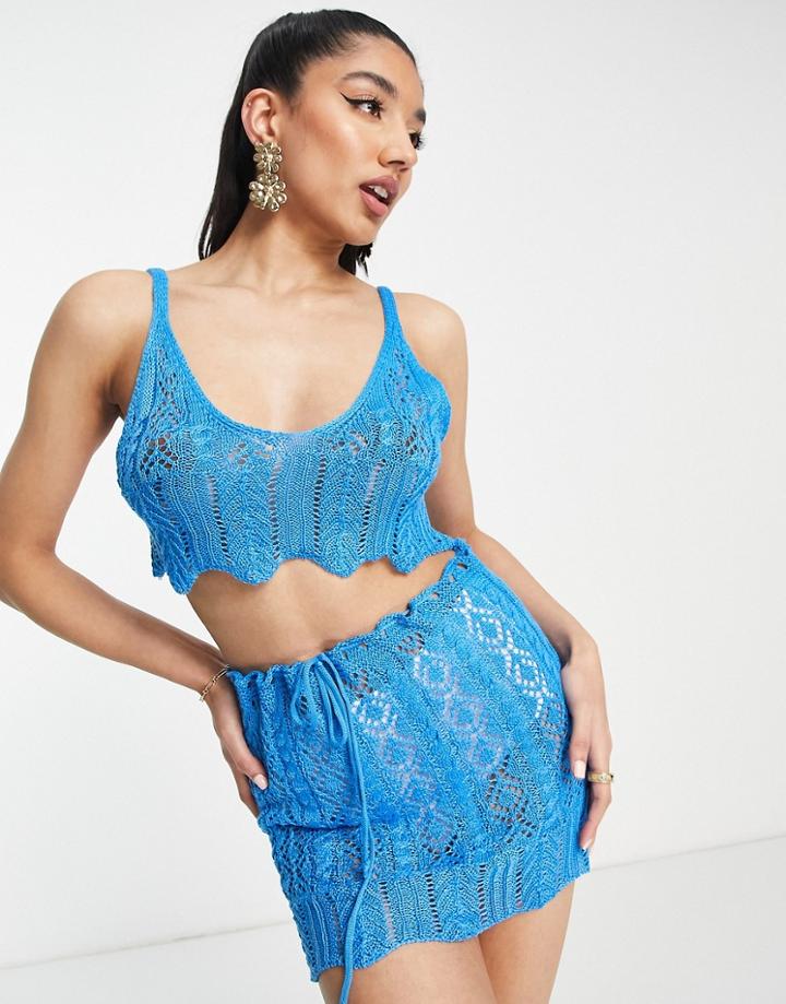 Sndys Crochet Crop Top In Cobalt Blue - Part Of A Set