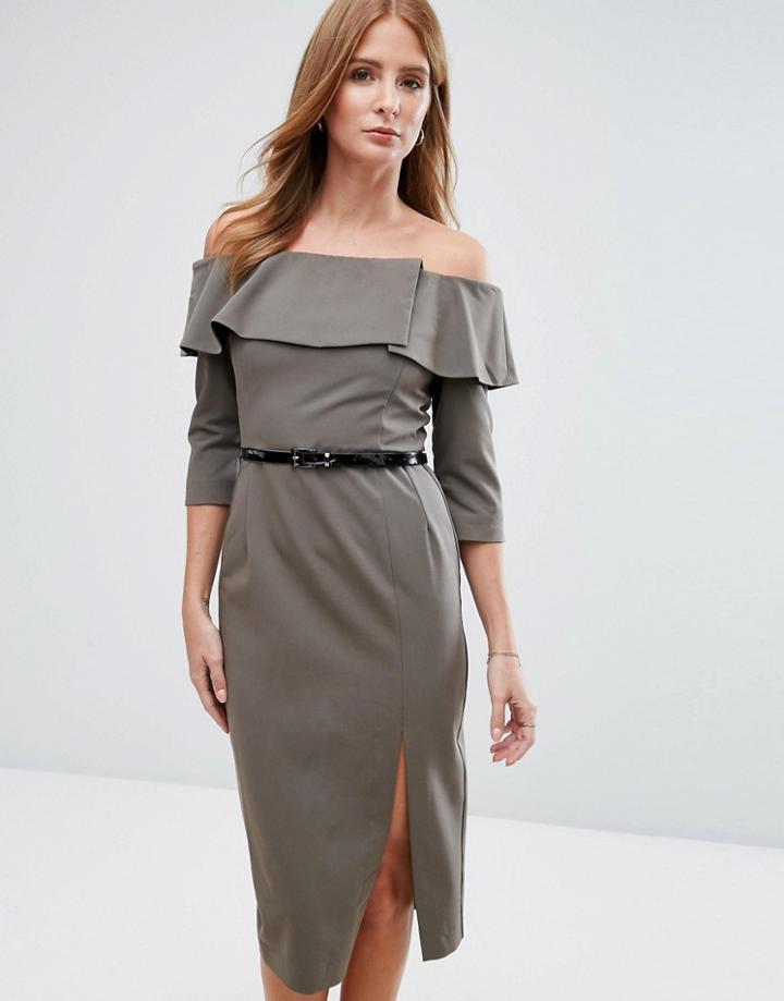 Millie Mackintosh Bella Belted Pencil Dress - Green