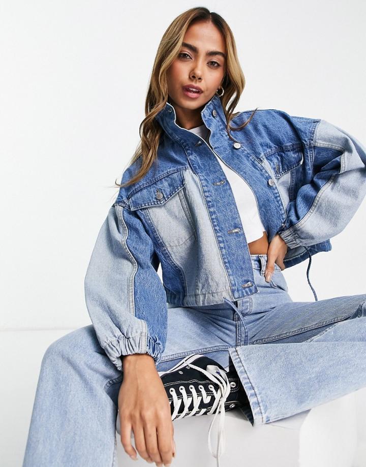 Urban Bliss Patchwork Denim Jacket In Blue