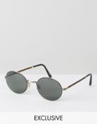 Reclaimed Vintage Inspired Metal Round Sunglasses With Tort Detail - Black