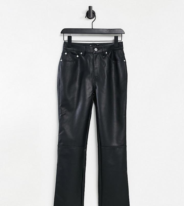 Asos Design Petite Mid Rise '90's' Straight Leg In Black Pu