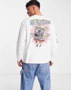 Pull & Bear X Spongebob Long Sleeve Printed T-shirt In White