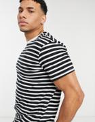 Jack & Jones Core T-shirt In Stripe Black & White