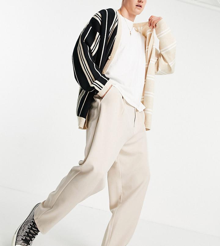 Reclaimed Vintage Inspired Unisex Relaxed Tailored Pants In Neutral - Part Of A Set-grey