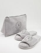 Asos Design Zanda Slider Slippers In A Bag In Gray-grey
