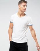 Tom Tailor T-shirt With Scoop Neck And Print Hem - White